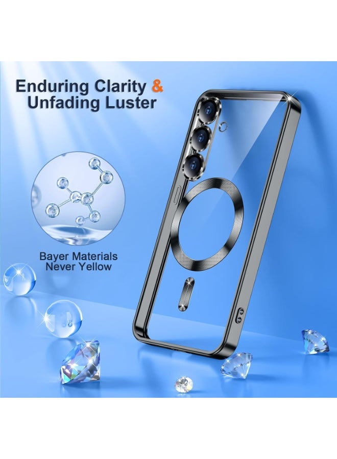 جراب مغناطيسي شفاف لهاتف سامسونج جالاكسي A17 / جالاكسي A26 مع واقي عدسة الكاميرا، متوافق مع ماج سيف، جراب هاتف من مادة TPU الناعمة المطلية بالكهرباء ومقاوم للصدمات لهاتف جالاكسي A17 / جالاكسي A26 (أسود) - Image 4